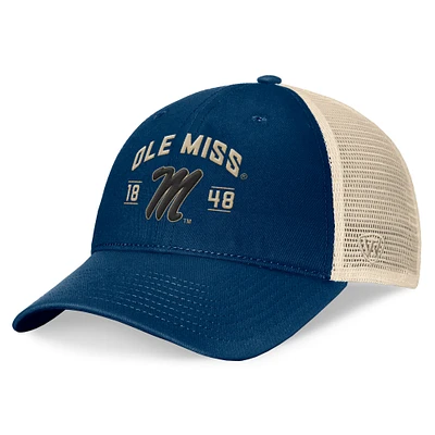 Casquette réglable Top of the World Navy Ole Miss Rebels Heritage Waylon Trucker pour hommes