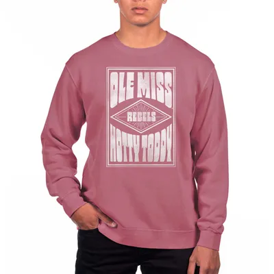 Ole Miss Rebels Uscape Apparel Pigment Dyed Fleece Crewneck Sweatshirt - Red