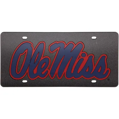 Mississippi Rebels Glitter License Plate - Black