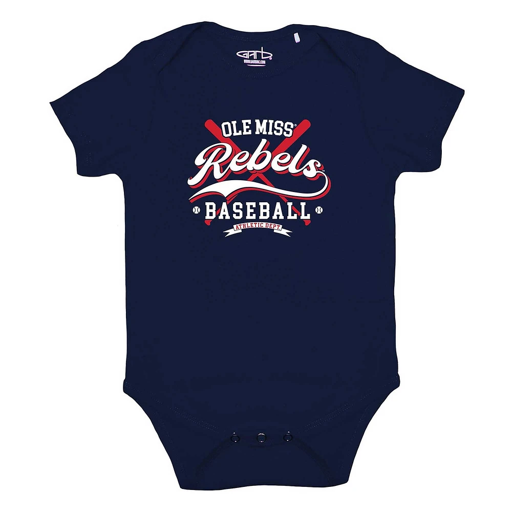 Newborn & Infant Garb Navy Ole Miss Rebels Otis Baseball Bodysuit