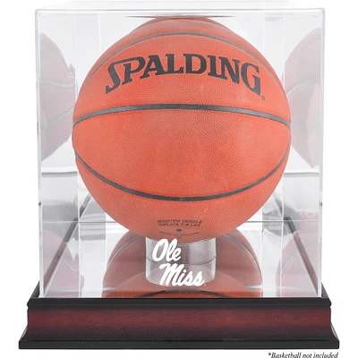 Ole Miss Rebels Vitrine de basket-ball avec logo en acajou finition antique avec dos miroir
