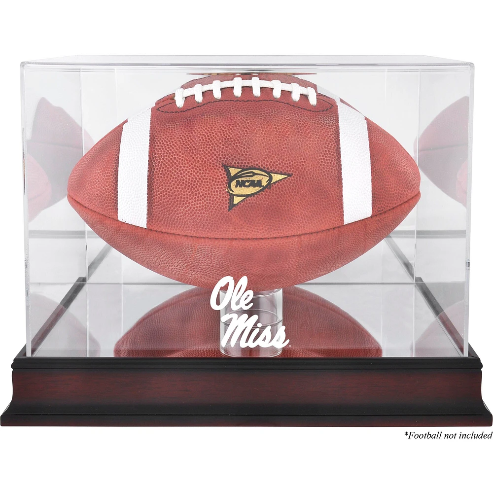 Étui de football avec logo et base en acajou Ole Miss Rebels avec dos miroir