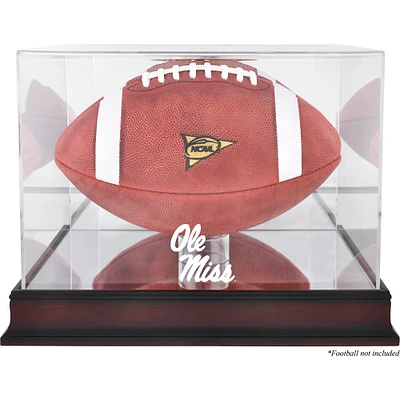 Étui de football avec logo et base en acajou Ole Miss Rebels avec dos miroir