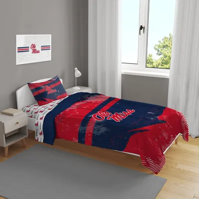 Ole Miss Rebels Slanted Stripe 4-Piece Twin Bed Set