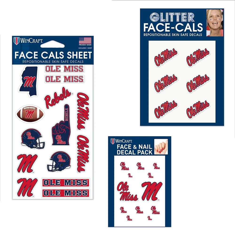 Ensemble de tatouages ​​sans eau WinCraft Ole Miss Rebels 4" x 7"