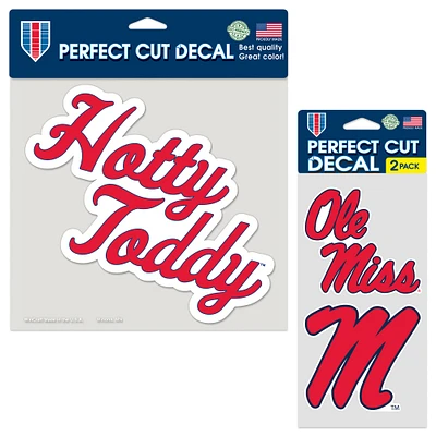 Lot de trois autocollants WinCraft Ole Miss Rebels Perfect Cut