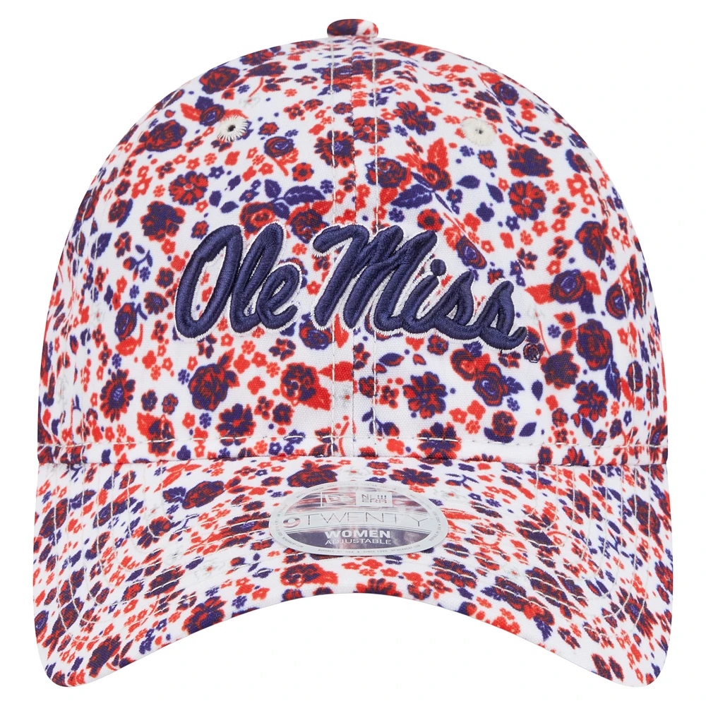 Casquette ajustable blanche Ole Miss Rebels Blooming 9TWENTY pour femme de New Era