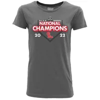 Women's Blue 84 Heathered Gray Ole Miss Rebels 2022 NCAA Men's Baseball College World Series Champions Schedule T-Shirt