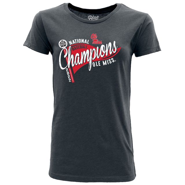 T-shirt bleu marine chiné 84 pour femme Ole Miss Rebels 2022 NCAA Baseball College World Series Champions Pennant homme