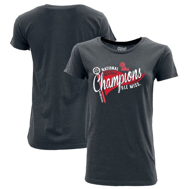 T-shirt bleu marine chiné 84 pour femme Ole Miss Rebels 2022 NCAA Baseball College World Series Champions Pennant homme