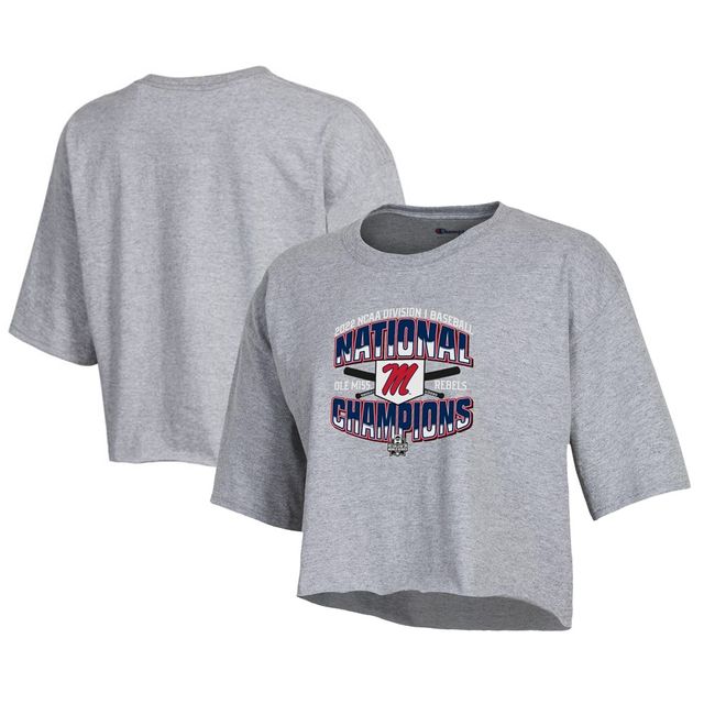 Championne des femmes Heathered Grey Ole Miss Rebels 2022 NCAA Hommes Baseball College World Series Champions Locker Room Boyfriend T-shirt court