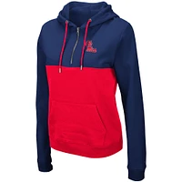 Women's Colosseum Navy/Red Ole Miss Rebels Aidan Lightweight Half-Zip Hoodie