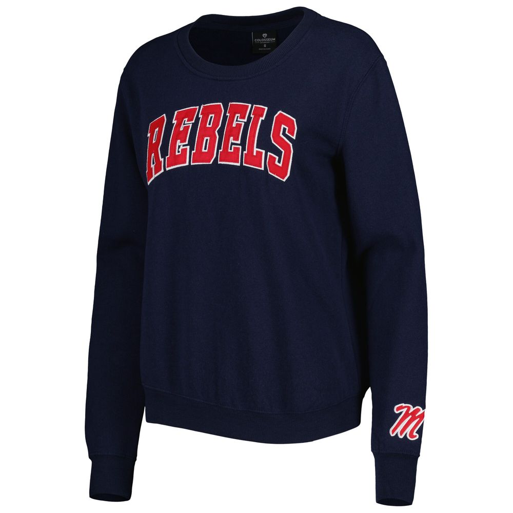 Women's Colosseum Navy Ole Miss Rebels Campanile Pullover Sweatshirt