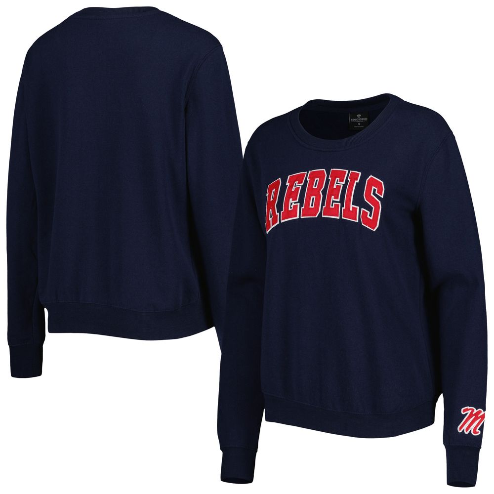 Women's Colosseum Navy Ole Miss Rebels Campanile Pullover Sweatshirt