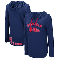 Women's Colosseum Navy Ole Miss Rebels My Lover Lightweight Hooded Long Sleeve T-Shirt