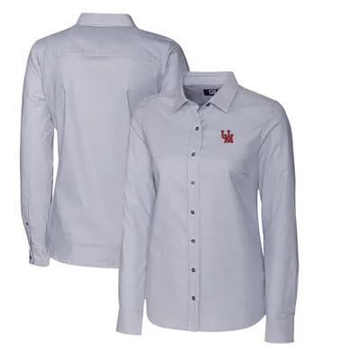 Ole Miss Rebels Cutter & Buck Women's Oxford Stripe Stretch Long Sleeve Button-Up Shirt