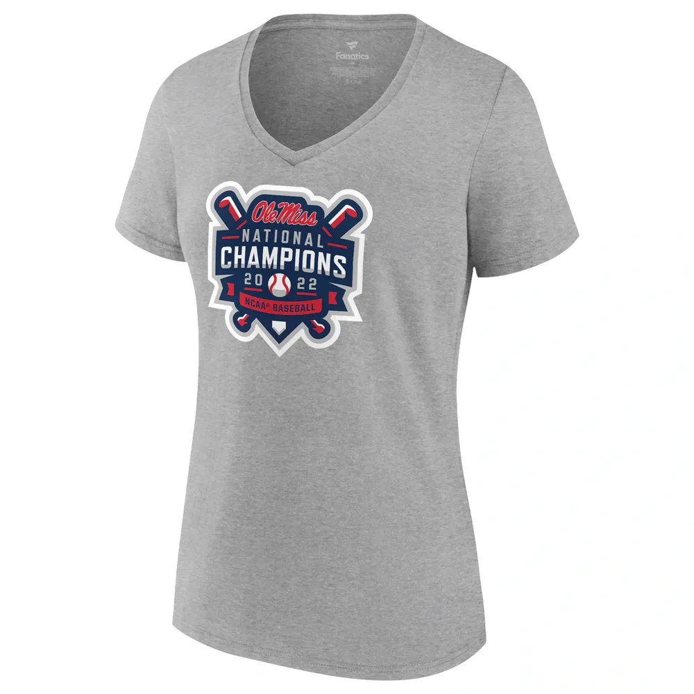 Women's Fanatics Branded Heathered Gray Washington Nationals Core Official Logo V-Neck T-Shirt