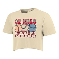 T-shirt court de baseball aux couleurs confortables Ole Miss Rebels pour femmes