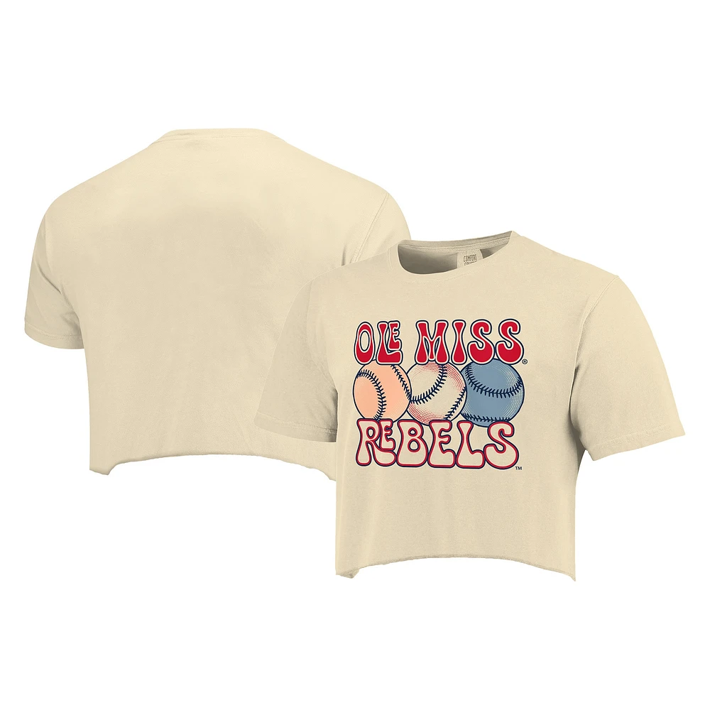 T-shirt court de baseball aux couleurs confortables Ole Miss Rebels pour femmes