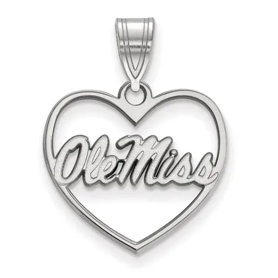 Ole Miss Rebels Women's Sterling Silver Logo Heart Pendant