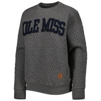 Women's Pressbox Heather Charcoal Ole Miss Rebels Moose Quilted Pullover Sweatshirt