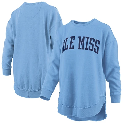 Sweat-shirt à manches longues en polaire vintage Pressbox Powder Blue Ole Miss Rebels Melange Poncho pour femme