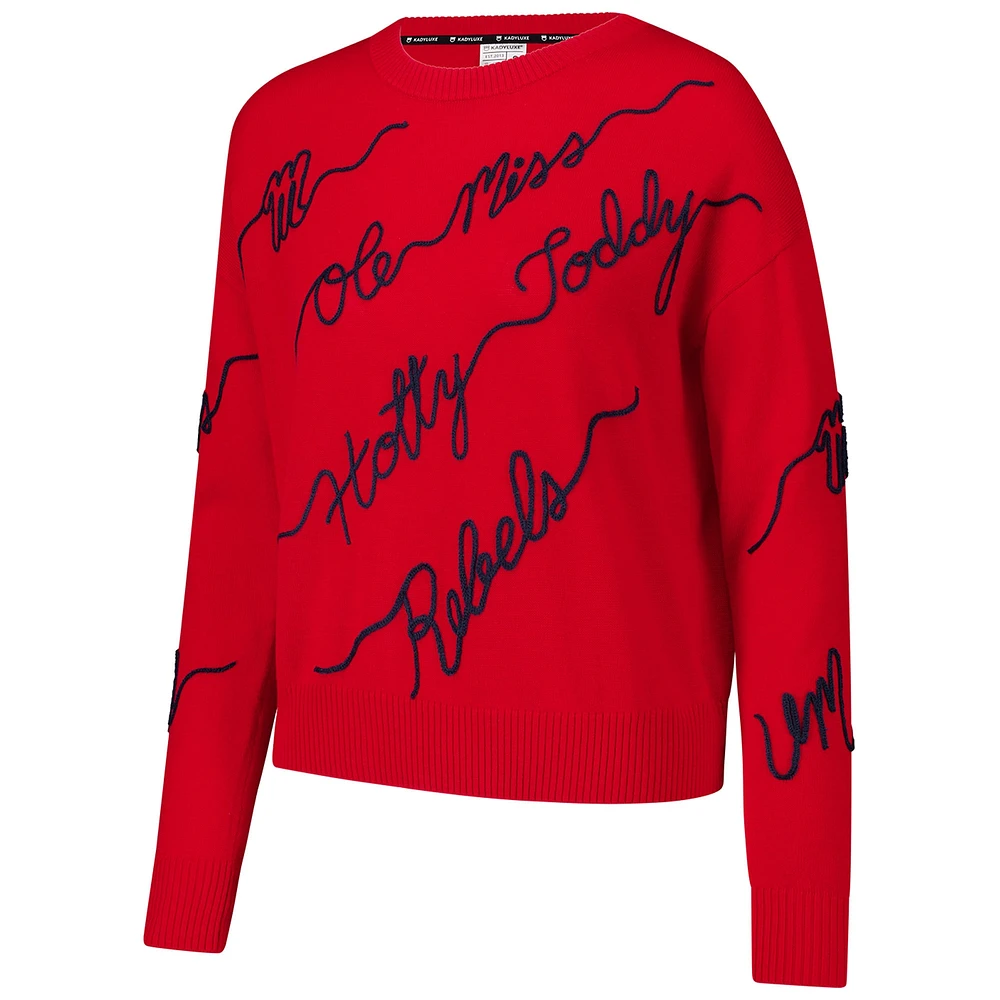 Pull brodé rouge pour femme Ole Miss Rebels Love Note