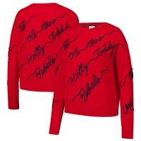 Pull brodé rouge pour femme Ole Miss Rebels Love Note