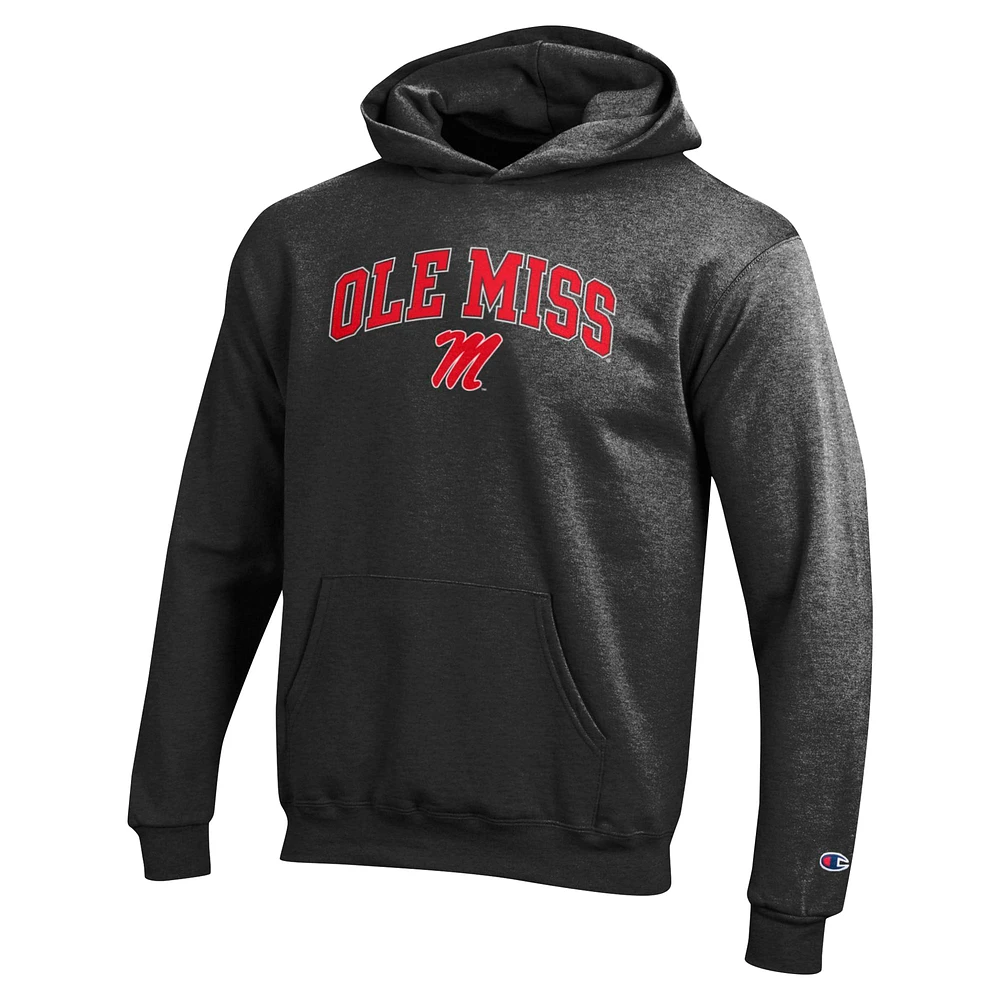 Youth Champion Heather Charcoal Ole Miss Rebels Campus Pullover Hoodie