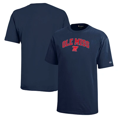 T-shirt bleu marine Ole Miss Rebels Arch Over Logo pour jeunes