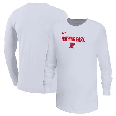 Youth Nike White Ole Miss Rebels 2025 On-Court Bench Long Sleeve T-Shirt