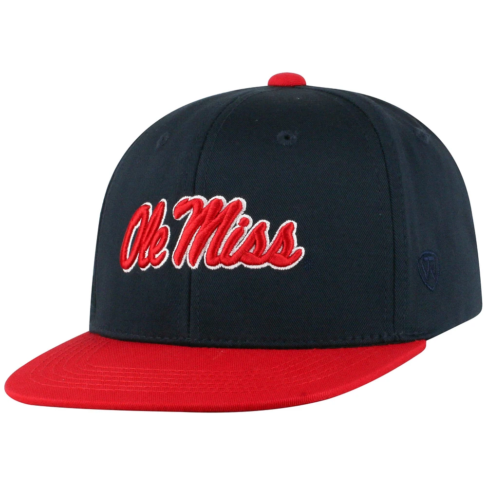 Youth Top of the World Navy Ole Miss Rebels Victory Maverick Snapback Hat