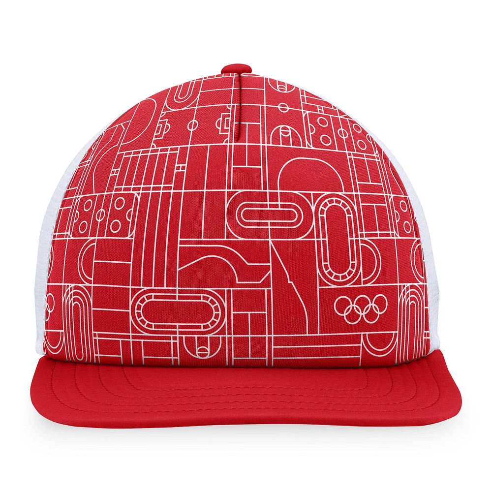 NUT OLYGAM RED IOC MEN'S NUT SP24 SNAP 3 POLY 5 PANEL FLAT BRIM SNAPBACK HATMENSNP