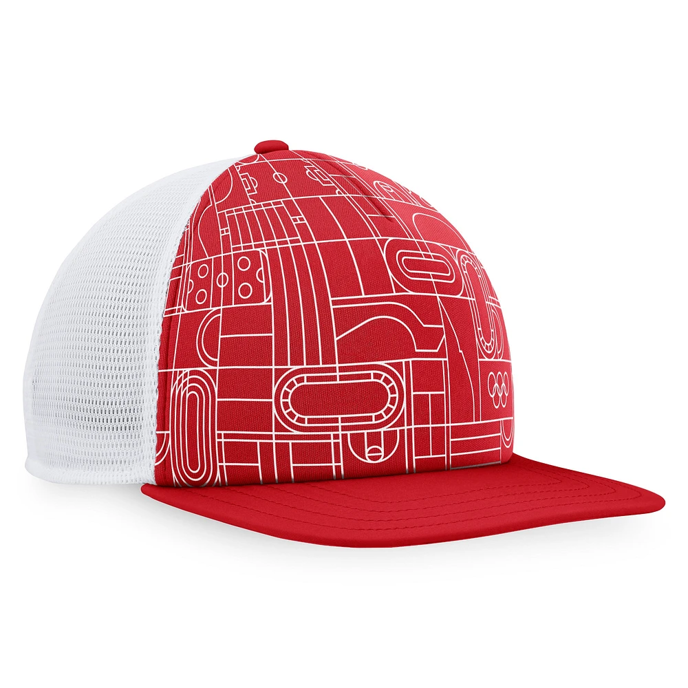 NUT OLYGAM RED IOC MEN'S NUT SP24 SNAP 3 POLY 5 PANEL FLAT BRIM SNAPBACK HATMENSNP