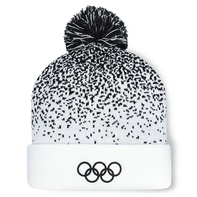 Bonnet tricoté à revers avec pompon pour homme Fanatics blanc/noir Jeux olympiques Snowfall