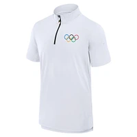 Polo blanc à quart de fermeture éclair Fanatics Olympic Games Union Bar pour hommes