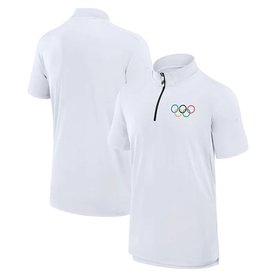 Men's Fanatics White Olympic Games Union Bar Quarter-Zip Polo