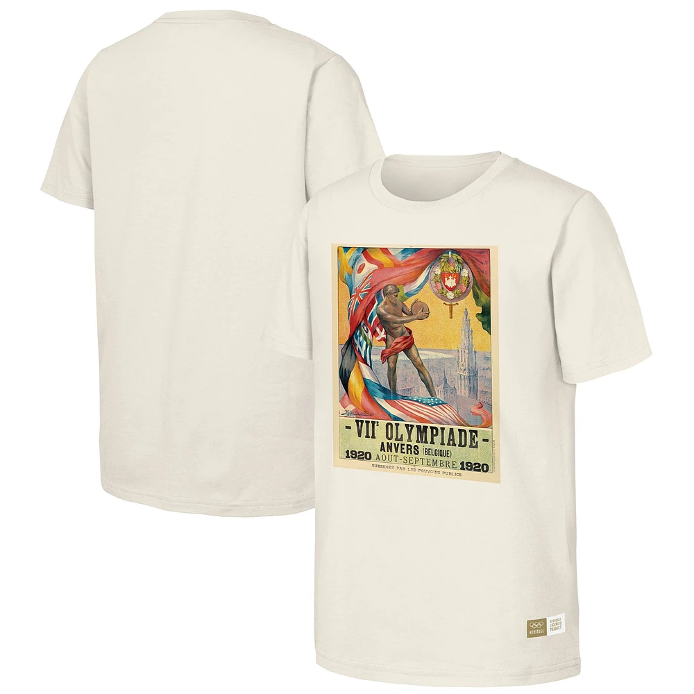 T-shirt naturel du patrimoine olympique des Jeux d'Anvers de 1920 pour hommes