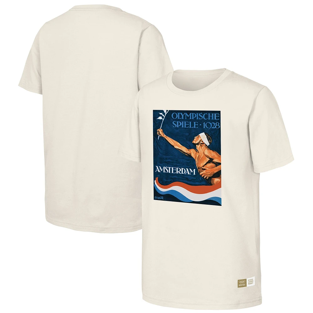 T-shirt naturel du patrimoine olympique des Jeux d'Amsterdam de 1928 pour hommes