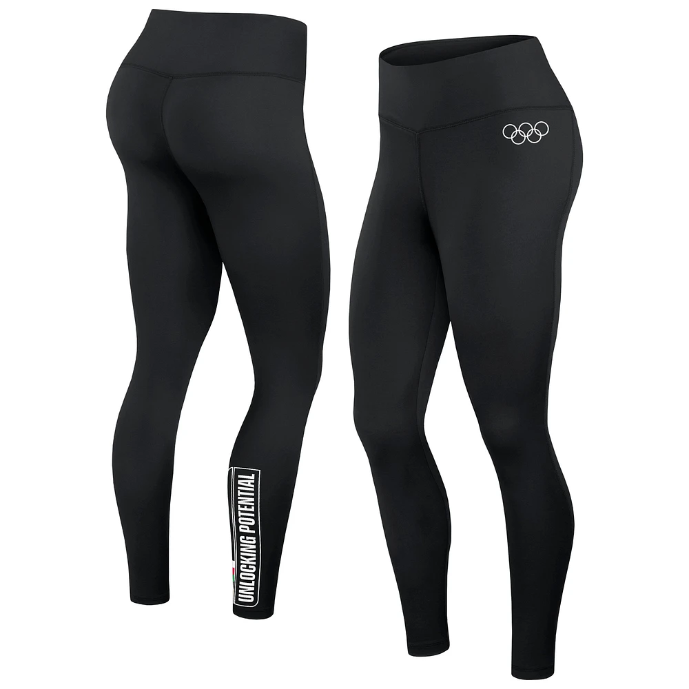 Legging noir Fanatics pour femmes, jeux olympiques, Union, barre latérale vers le bas