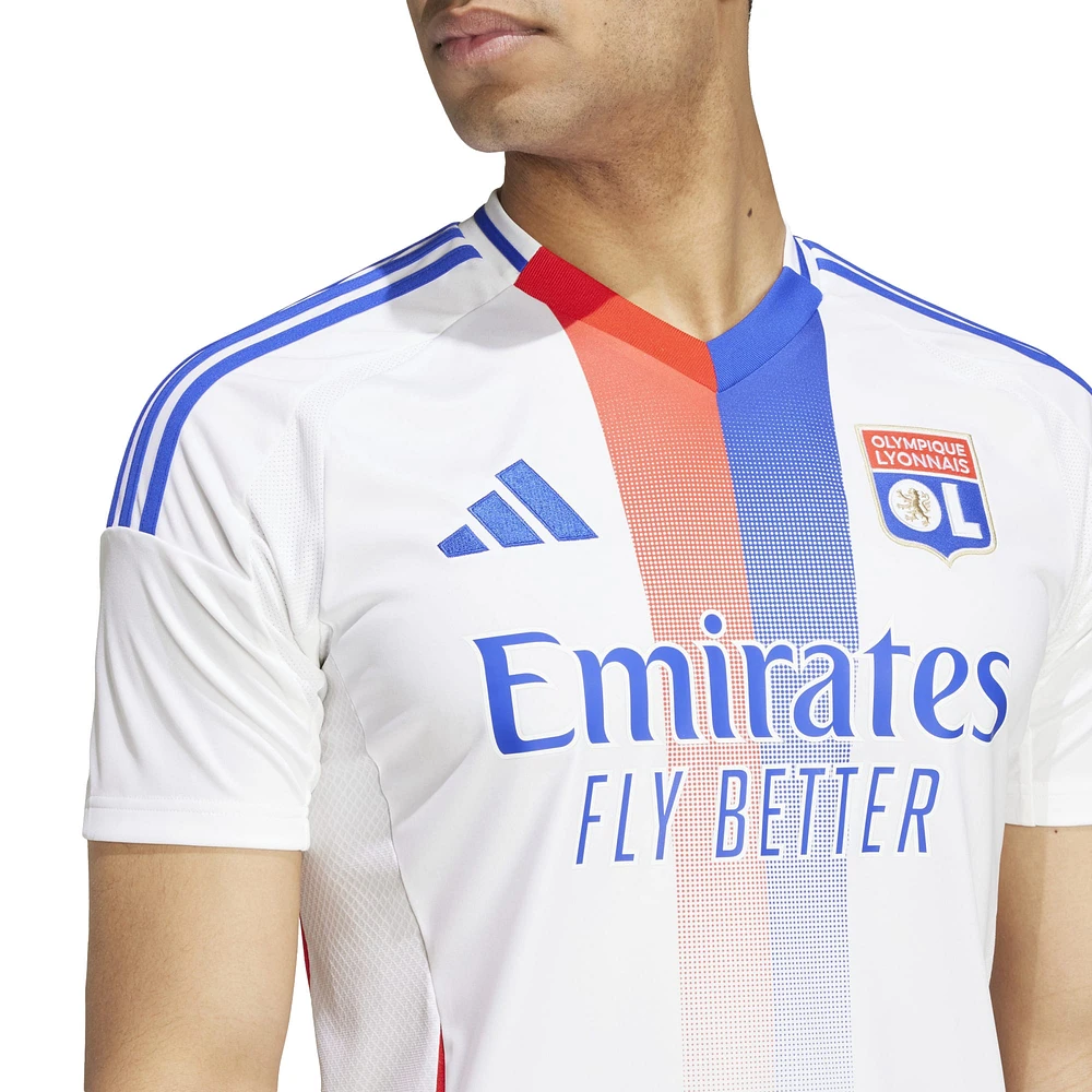 Men's adidas White Olympique Lyonnais 2024/25 Home Replica Jersey