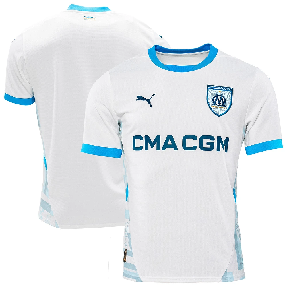 Men's Puma White Olympique Marseille 2024/25 Home Replica Jersey