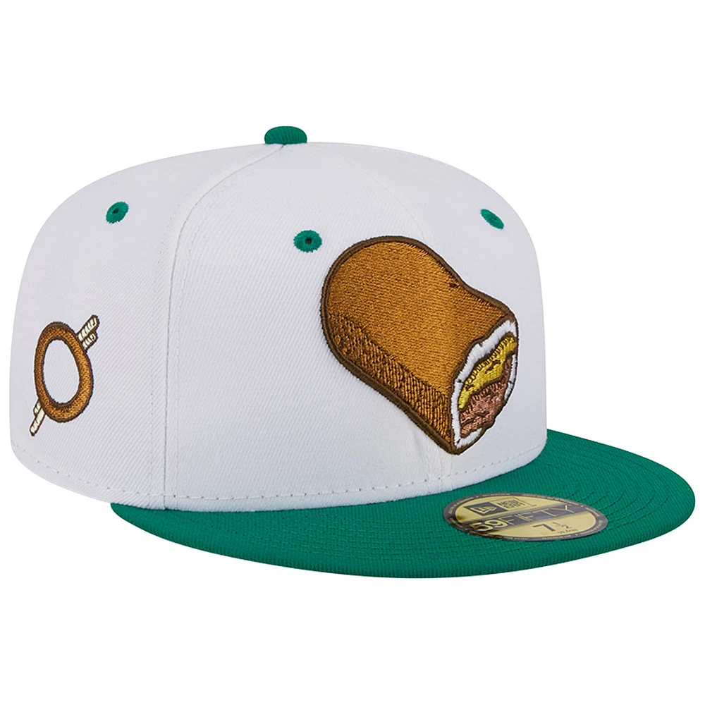 Casquette ajustée 59FIFTY New Era Omaha Storm Chasers pour homme avec soirées thématiques blanches Runzas