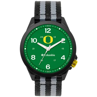 Oregon Ducks Columbia Crestview 3-Hand Date Nylon Strap Watch - Black