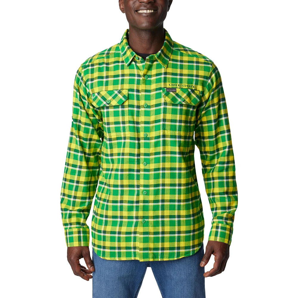 Columbia  Green Oregon Ducks Flare Gun Flannel Long Sleeve Shirt