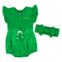 Girls Newborn & Infant Colosseum  Green Oregon Ducks Two-Piece Bodysuit and Headband Set