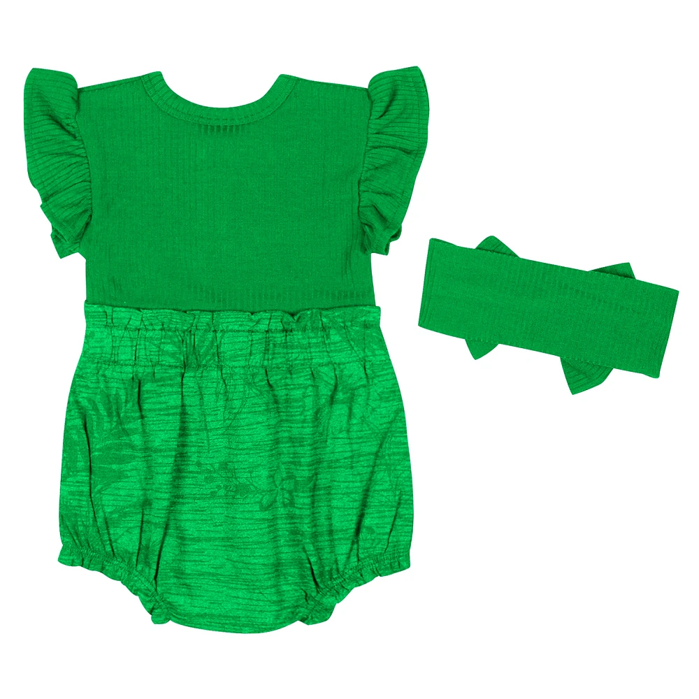 Girls Newborn & Infant Colosseum  Green Oregon Ducks Two-Piece Bodysuit and Headband Set