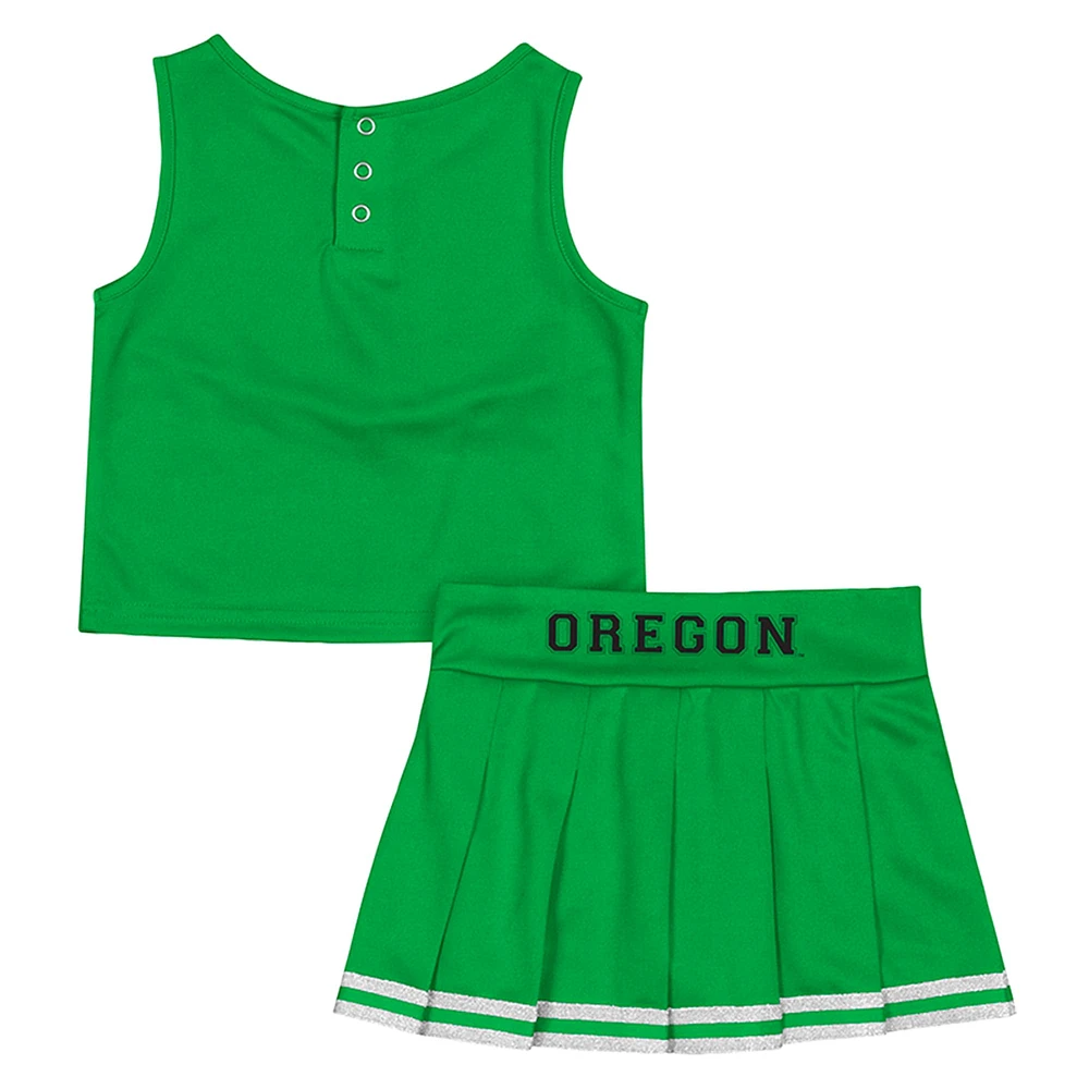 Ensemble haut et jupe de cheerleading pour filles Colosseum Green Oregon Ducks Time For Recess