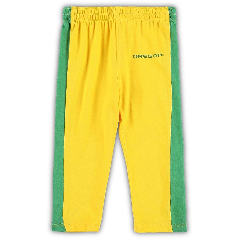 Infant Green/Yellow Oregon Ducks Little Kicker Long Sleeve Bodysuit and Sweatpants Set