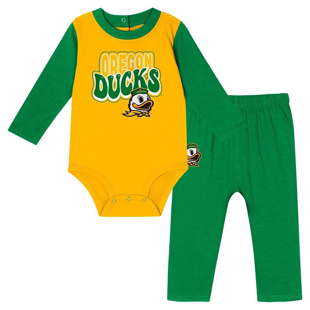 Ensemble body et pantalon à manches longues pour bébé Green Oregon Ducks Double Up